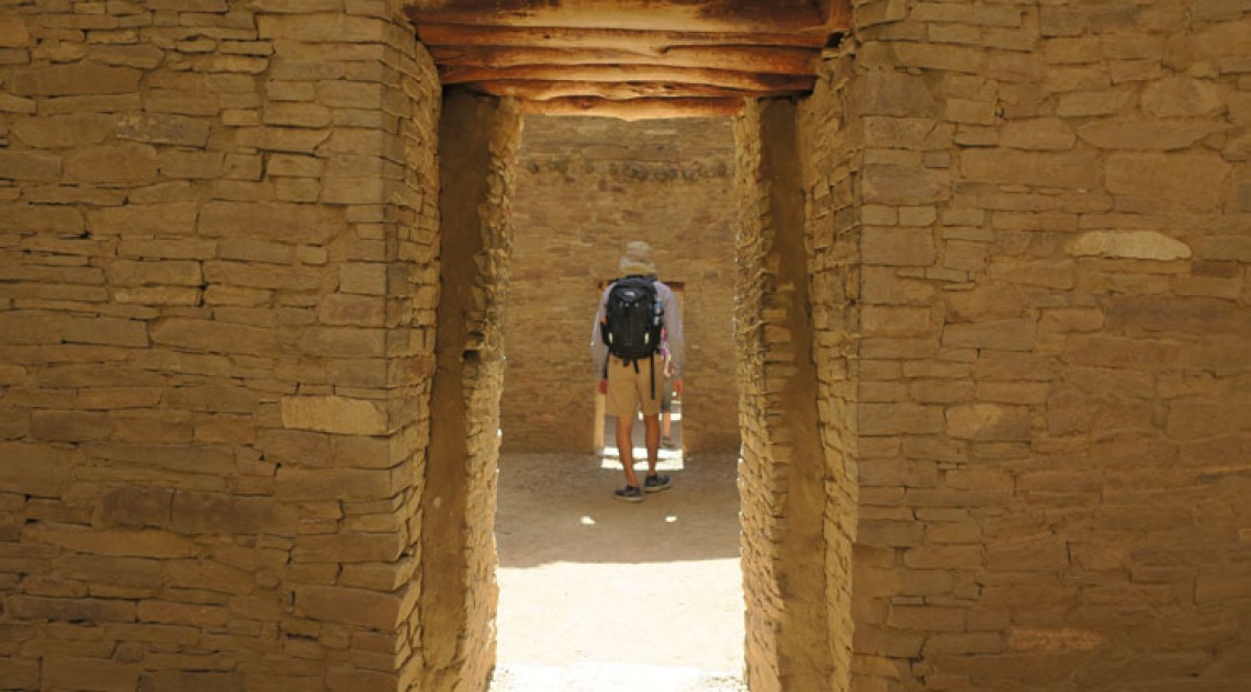 Student Exploring the Chaco Canyon